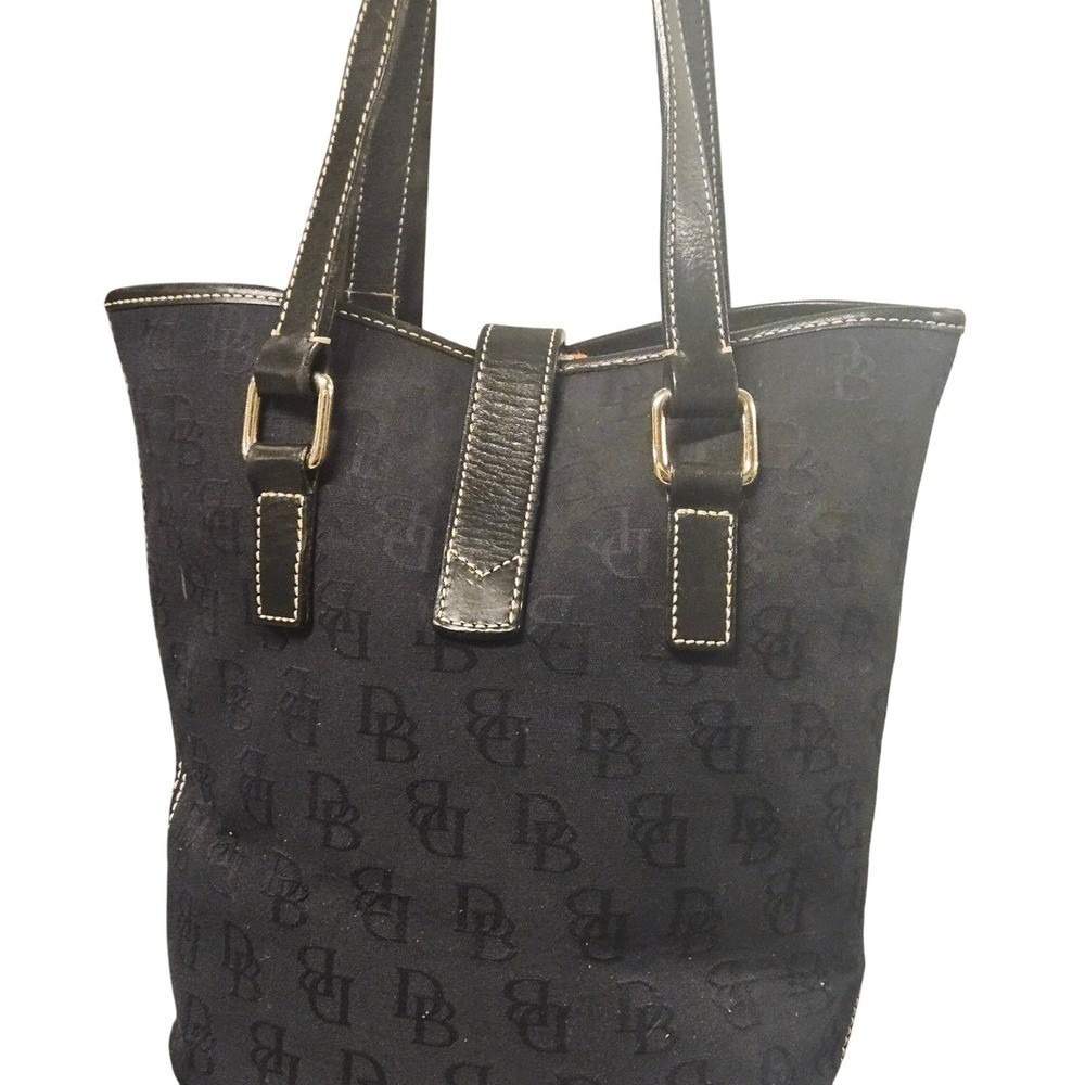 Dooney & Bourke Black DB Monogram Tote & Coin Purse Set – Leather Trim Bag - Picture 6 of 10